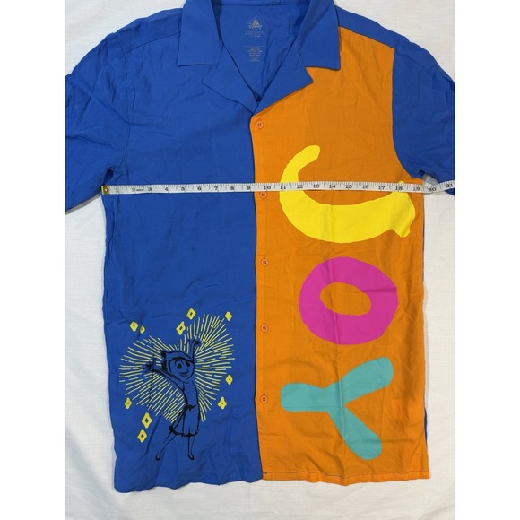 Disney Shirt Mens Size Small Blue Coloblock Button Up Short‎ Sleeves Joy NWOT - Picture 5 of 5